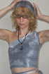 TIE-DYE ASYMMETRY WRAP TANK TOP -INDIGO-